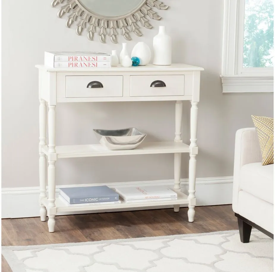 Kayson Console Table With Storage in White by Safavieh