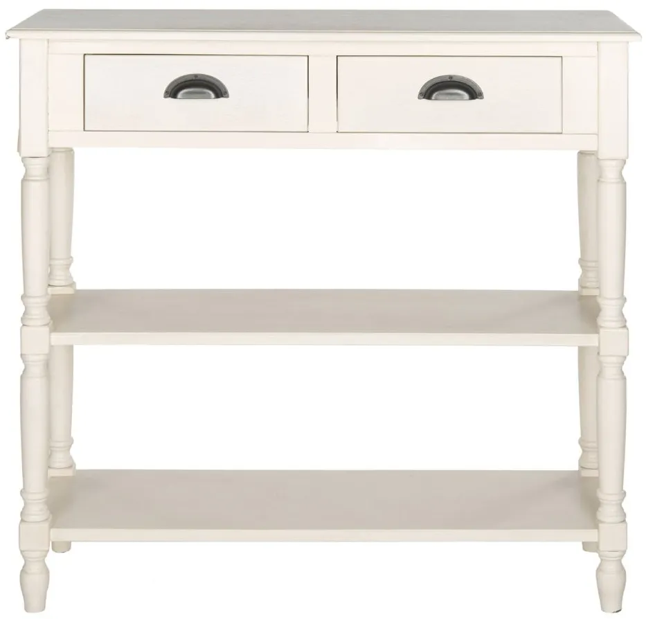 Kayson Console Table With Storage in White by Safavieh