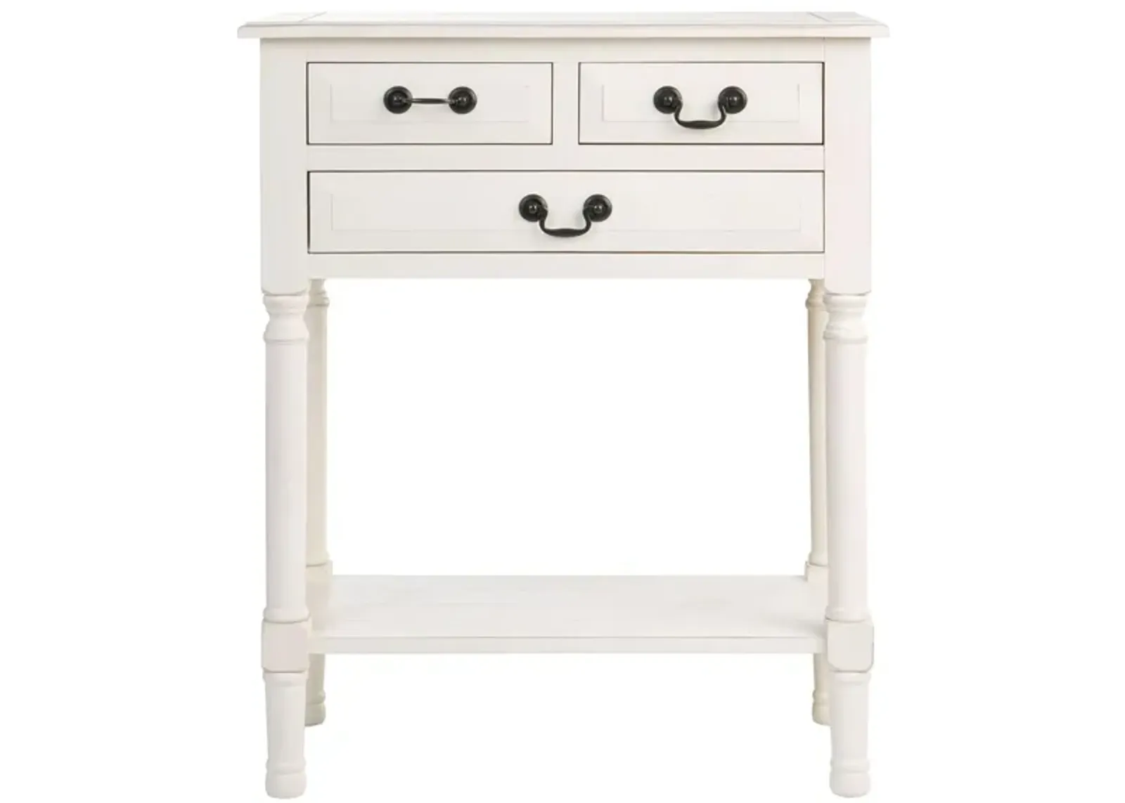 Lelia 3 Drawer Console Table in Distrssed White by Safavieh