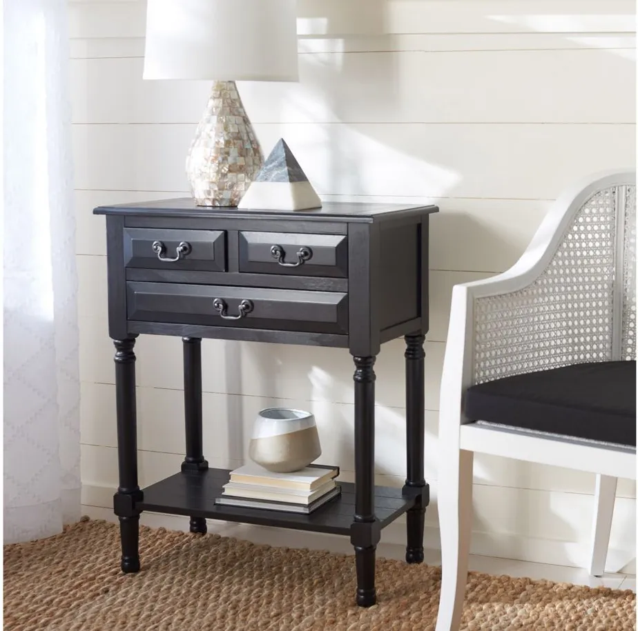 Lelia 3 Drawer Console Table in Black by Safavieh