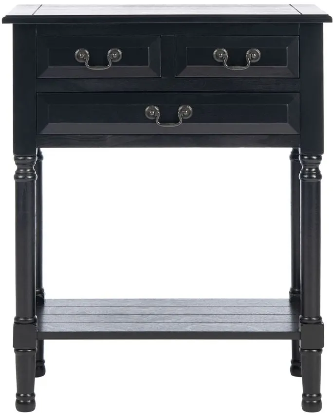 Lelia 3 Drawer Console Table in Black by Safavieh