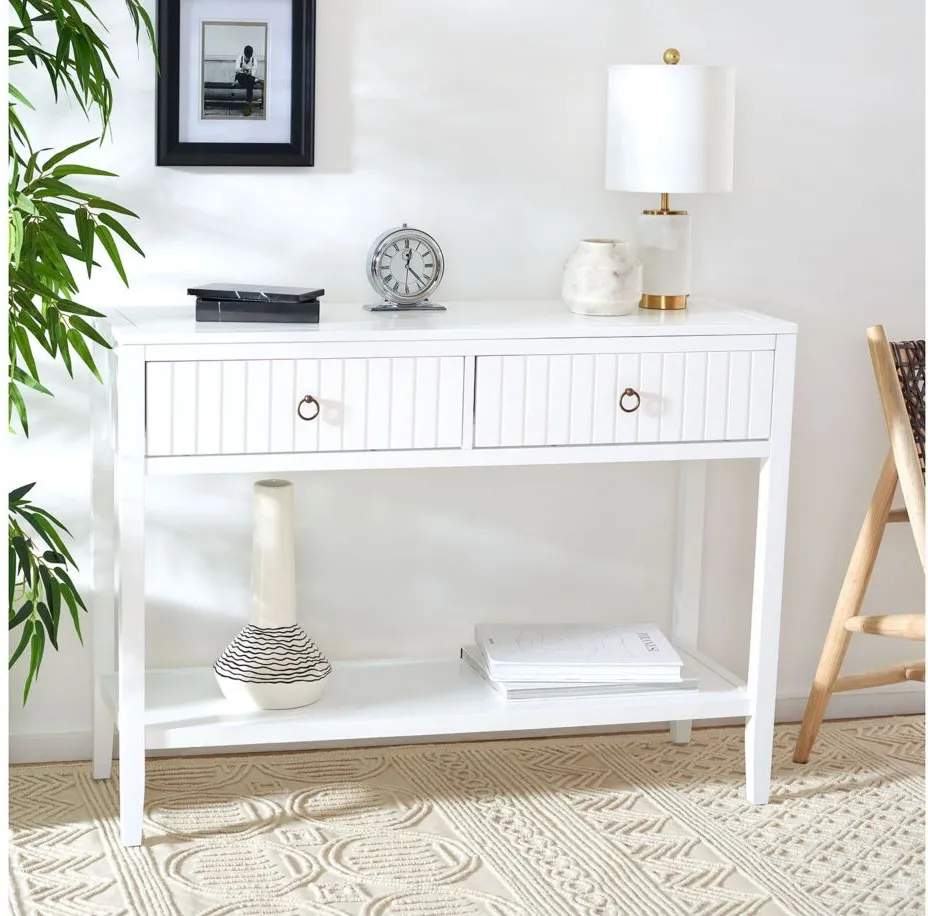 Letty 2 Drawer Console Table in White by Safavieh