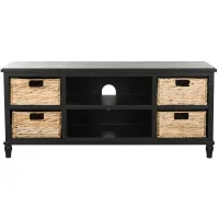 Manny TV Console in Distressed Black by Safavieh