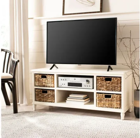 Manny TV Console in Vintage White by Safavieh