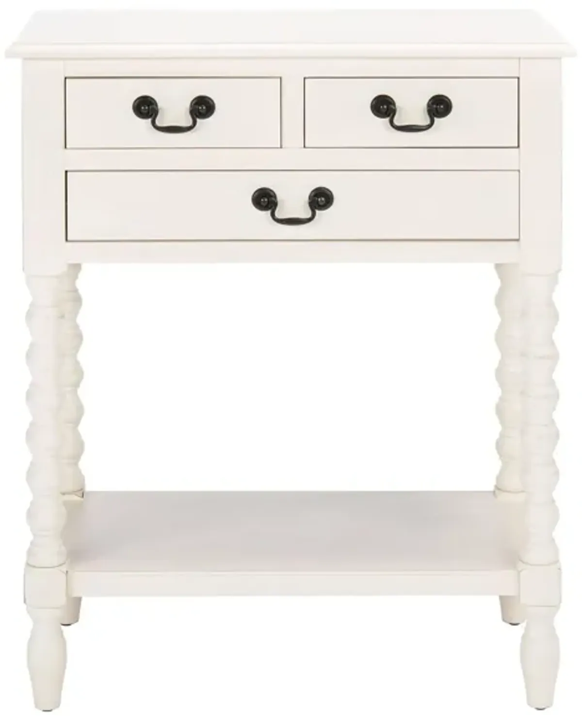 Mycha 3 Drawer Console Table in Distressed White by Safavieh