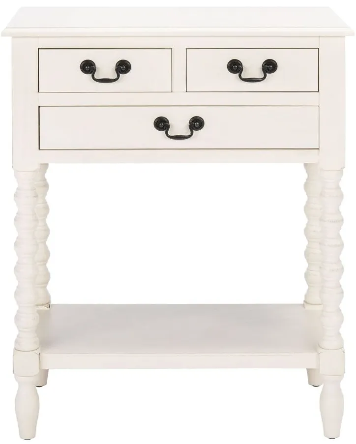 Mycha 3 Drawer Console Table in Distressed White by Safavieh