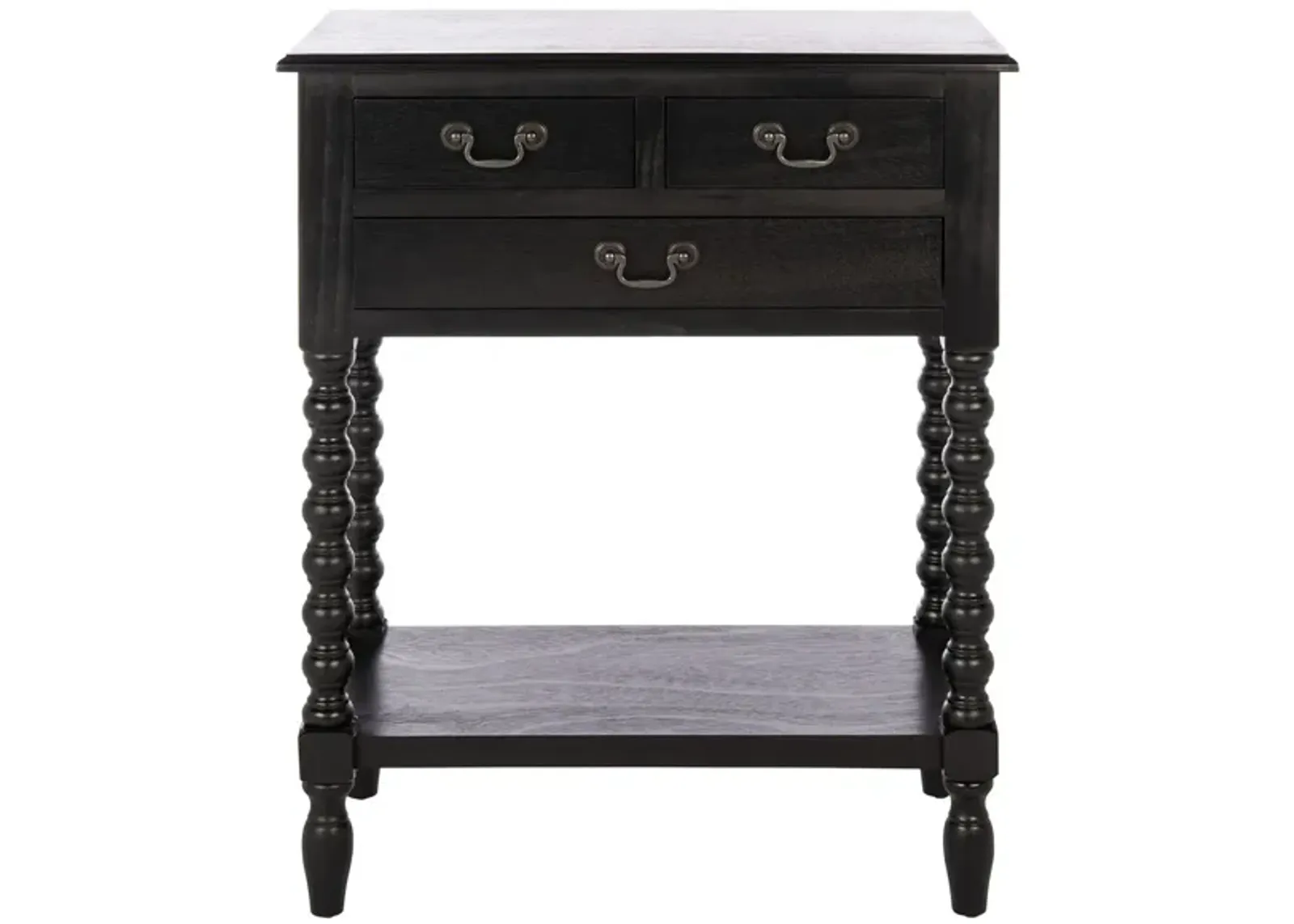 Mycha 3 Drawer Console Table in Black by Safavieh