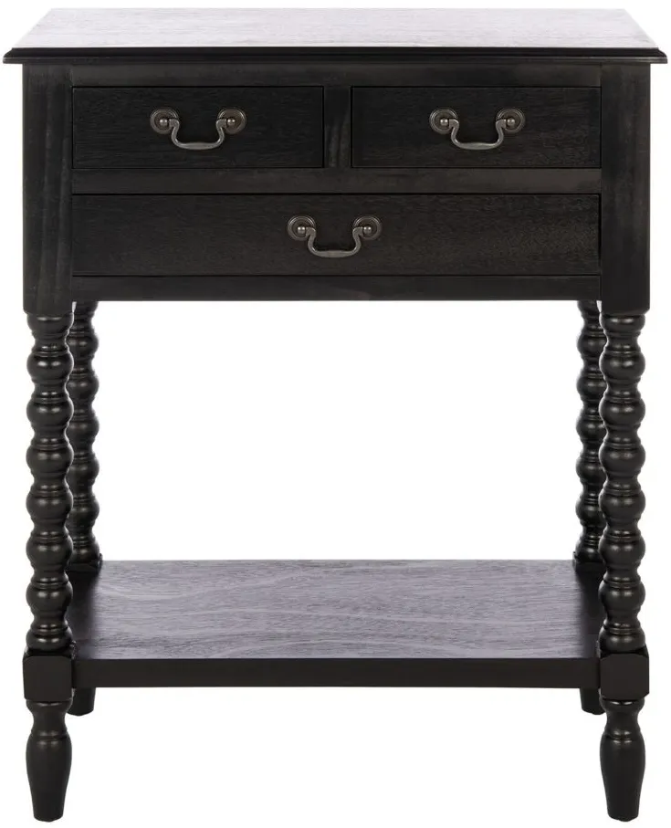 Mycha 3 Drawer Console Table in Black by Safavieh