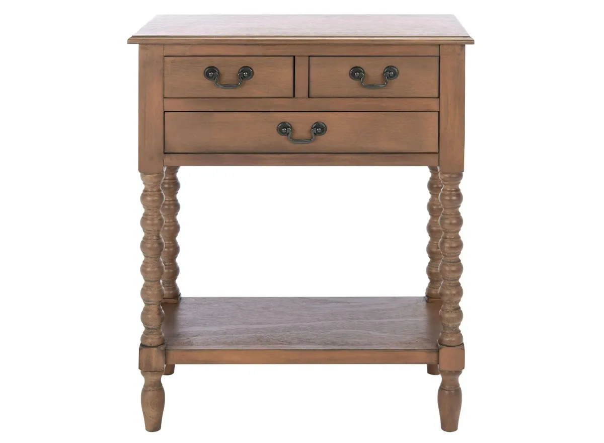 Mycha 3 Drawer Console Table in Brown by Safavieh