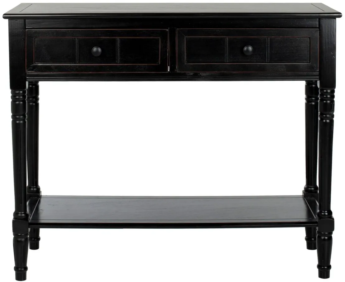 Otto 2 Drawer Console Table in Distressed Black by Safavieh