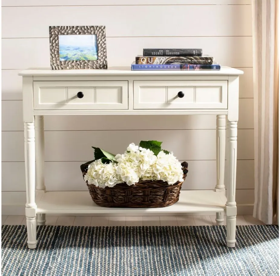 Otto 2 Drawer Console Table in Distressed Cream by Safavieh