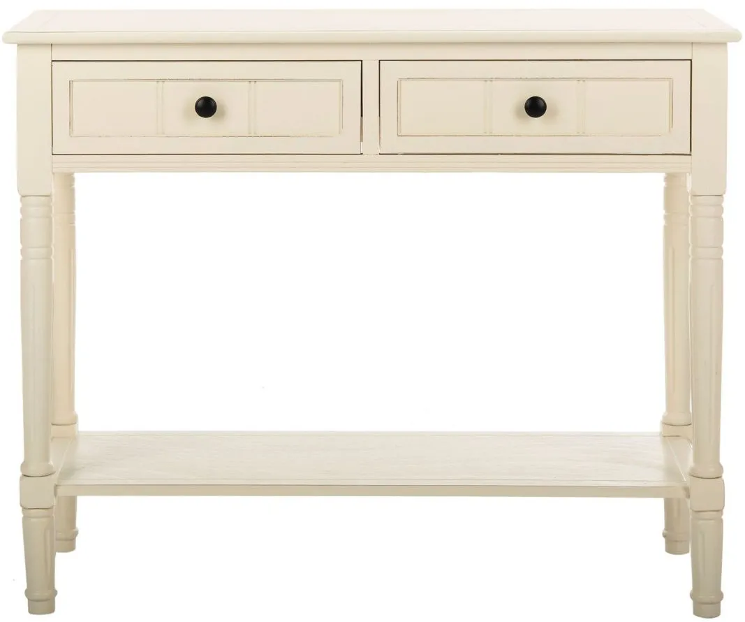 Otto 2 Drawer Console Table in Distressed Cream by Safavieh