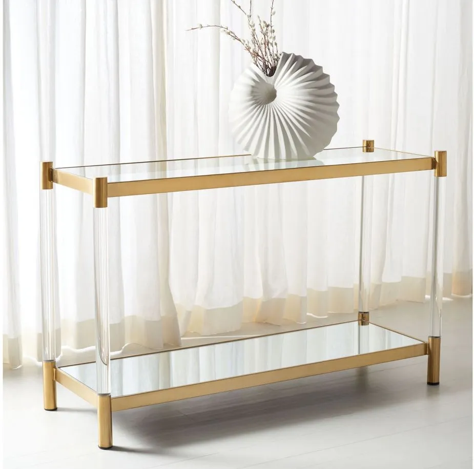 Petra Console Table in Brass by Safavieh