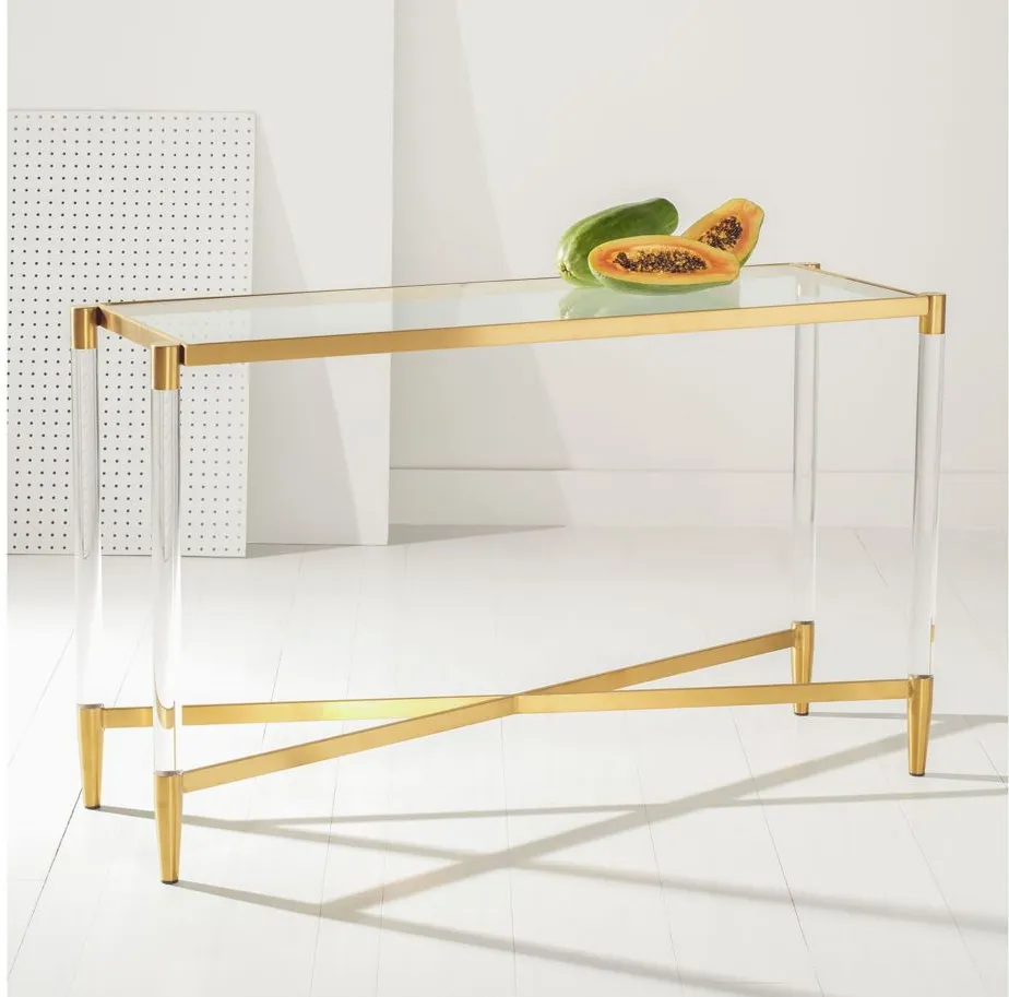 Reese Acrylic Console Table in Gold by Safavieh