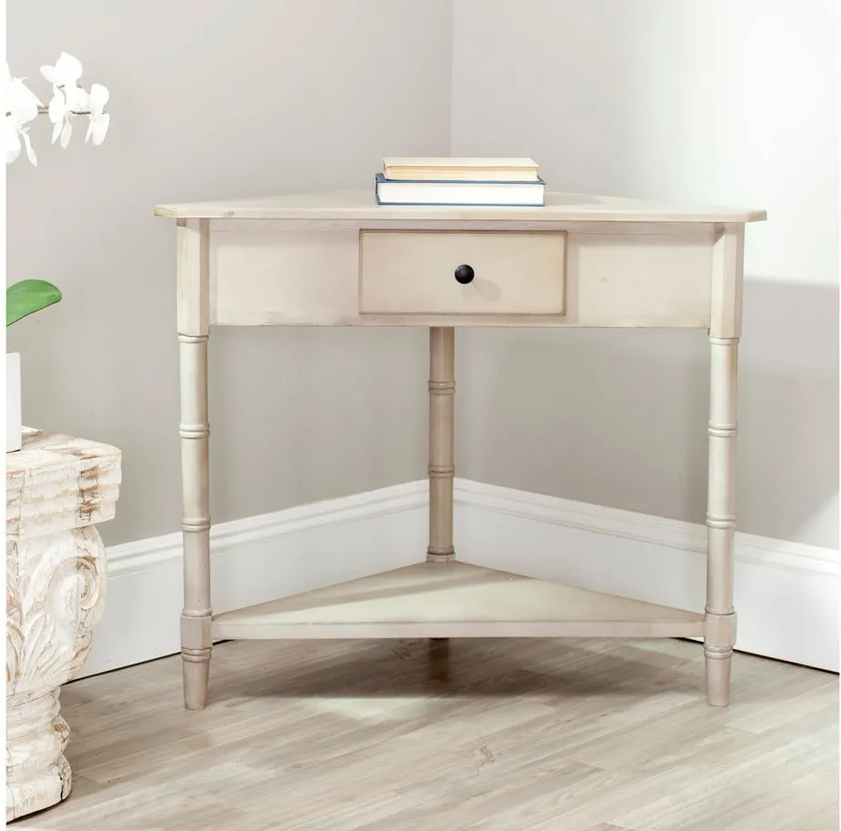 Rosalia Corner Console Table in Vintage Gray by Safavieh