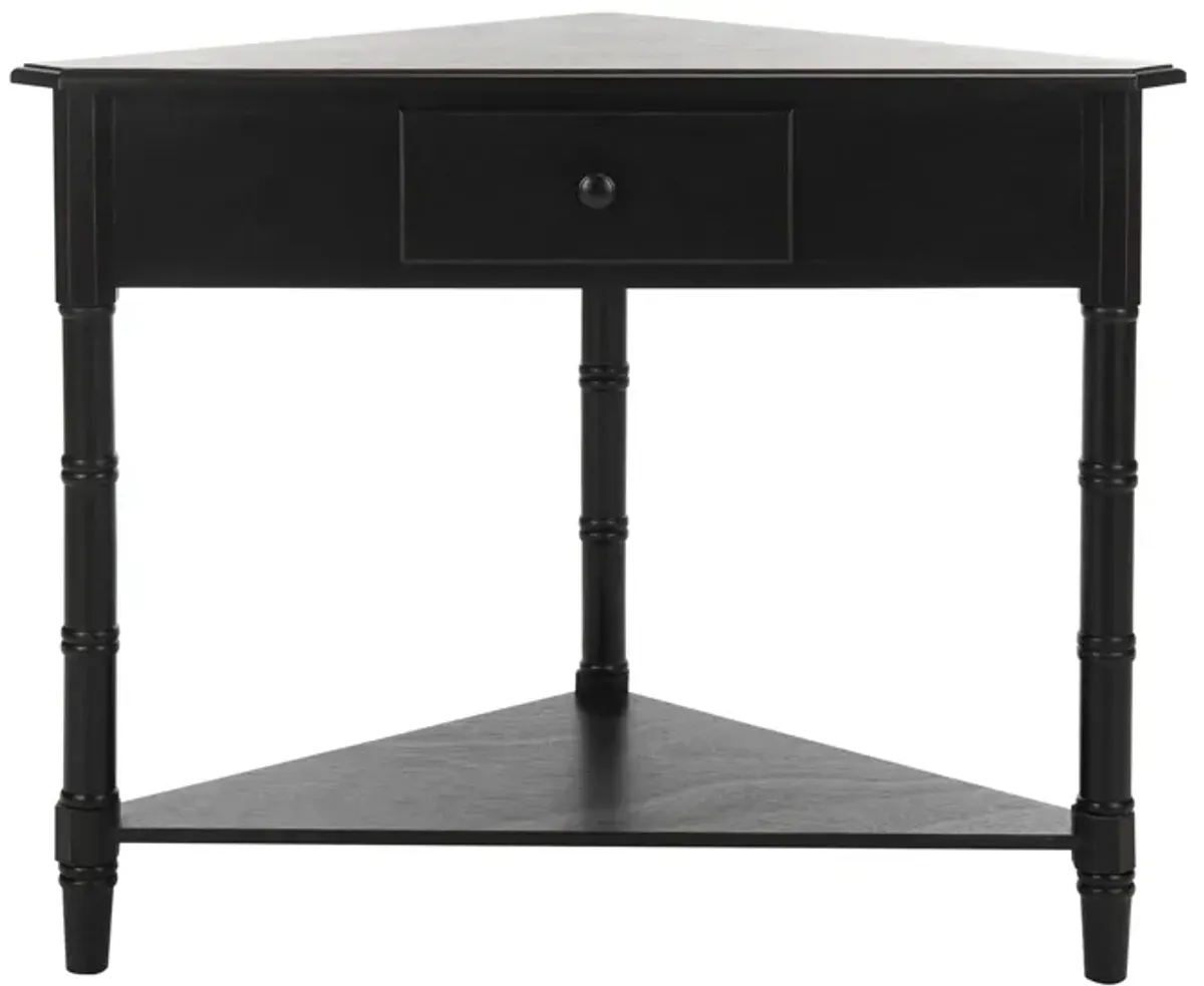 Rosalia Corner Console Table in Distressed Black by Safavieh