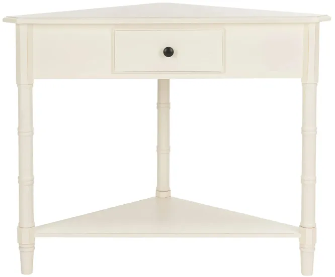 Rosalia Corner Console Table in Distressed Cream by Safavieh