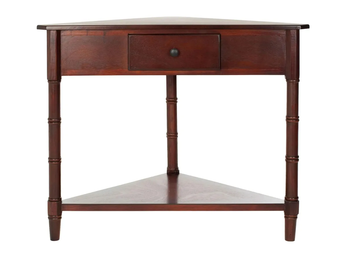 Rosalia Corner Console Table in Dark Cherry by Safavieh