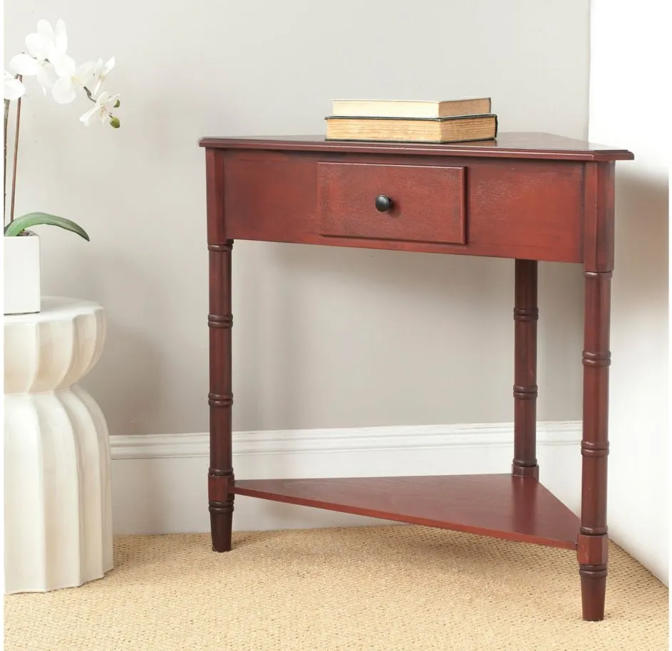 Rosalia Corner Console Table in Red by Safavieh