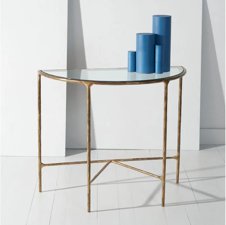 Sadie Forged Metal Console Table in Brass by Safavieh