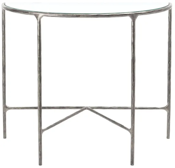 Sadie Forged Metal Console Table in Silver by Safavieh