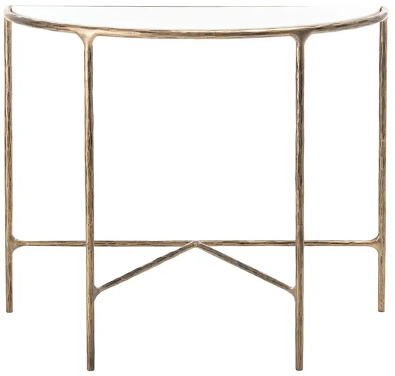 Sadie Forged Metal Console Table in White by Safavieh