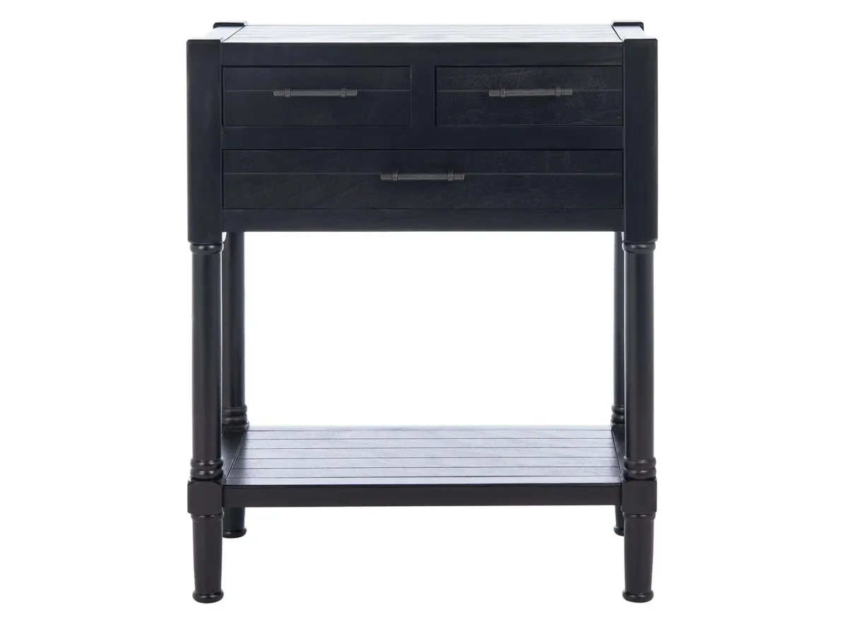 Waldo 3 Drawer Console Table in Black by Safavieh