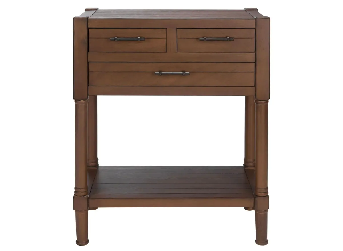 Waldo 3 Drawer Console Table in Brown by Safavieh