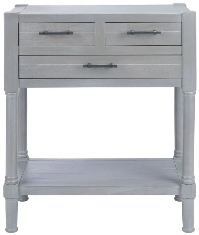 Waldo 3 Drawer Console Table in White Wash Gray by Safavieh