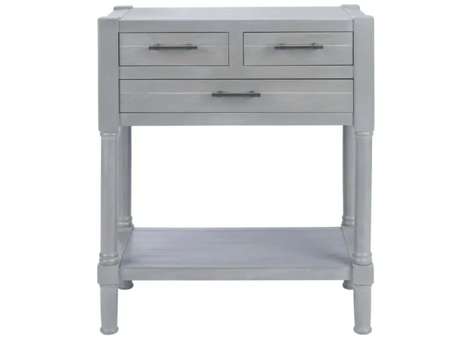 Waldo 3 Drawer Console Table in White Wash Gray by Safavieh