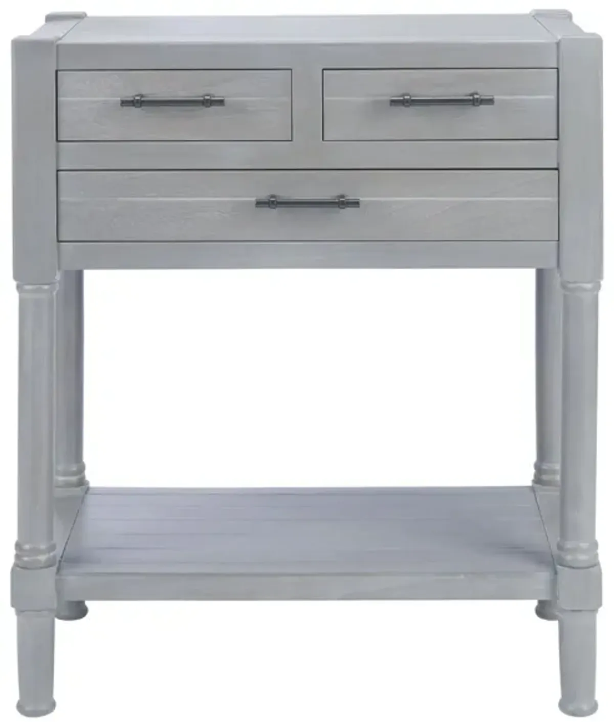 Waldo 3 Drawer Console Table in White Wash Gray by Safavieh