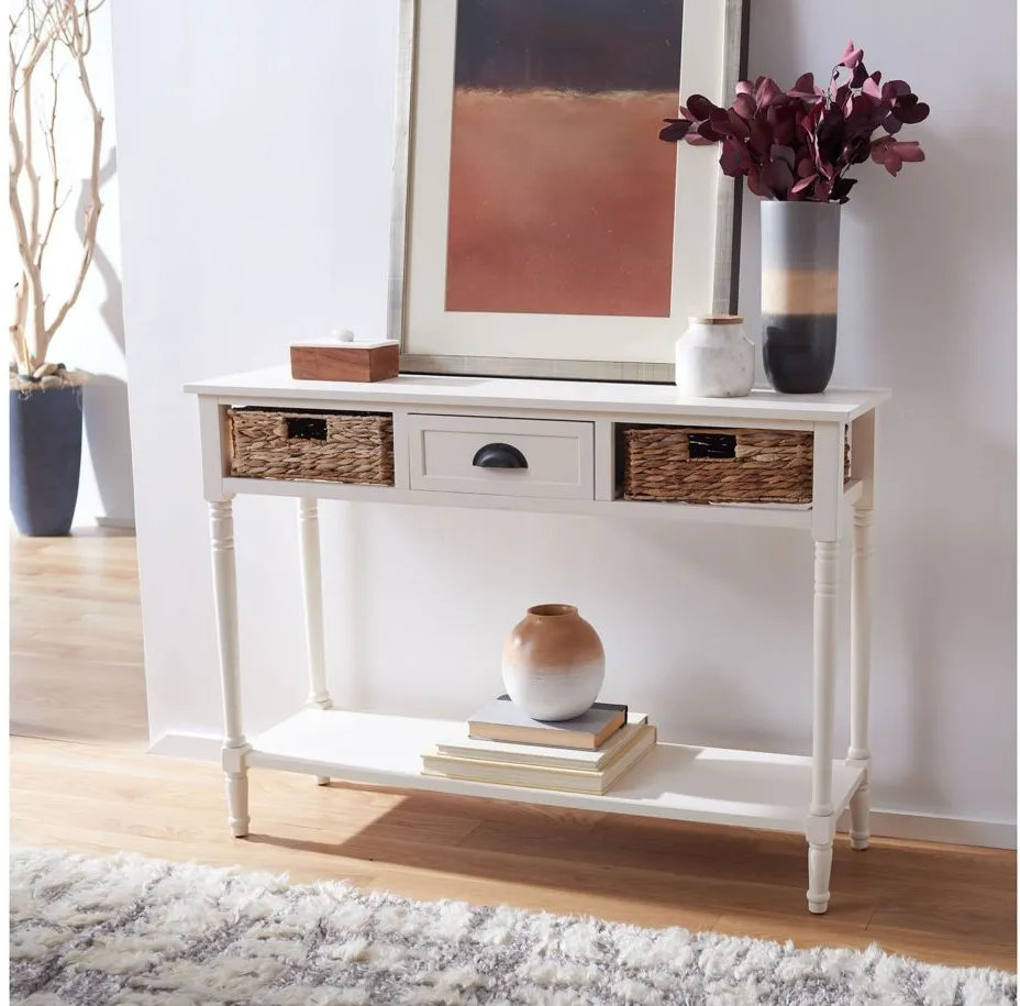 Wolcott Console Table in Vintage White by Safavieh