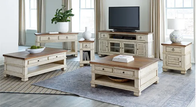 Belmont Sofa Table in Timbered Brown Farmhouse & Antique Linen by Napa Furniture Design