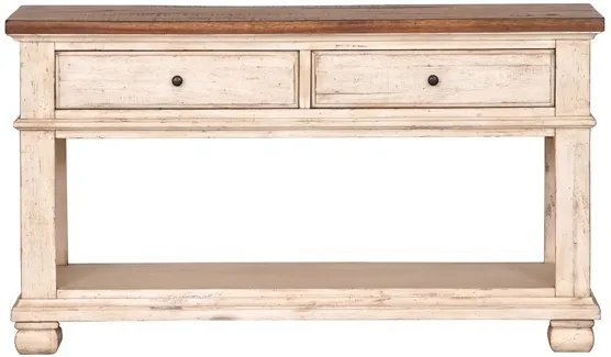 Belmont Sofa Table in Timbered Brown Farmhouse & Antique Linen by Napa Furniture Design