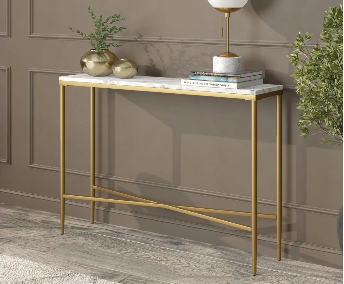 Zinnia Console Table in Brass/Faux Marble by Hudson & Canal