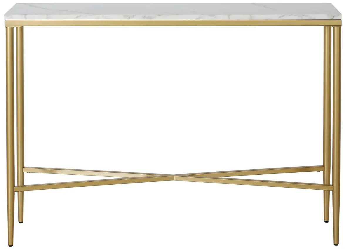 Zinnia Console Table in Brass/Faux Marble by Hudson & Canal