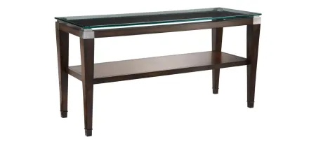 Dunhill Rectangular Glass Console Table in Walnut by Bassett Mirror Co.