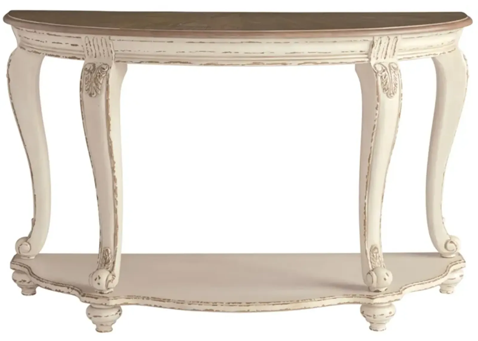 Libbie Casual Sofa Table in White/Brown by Ashley Furniture