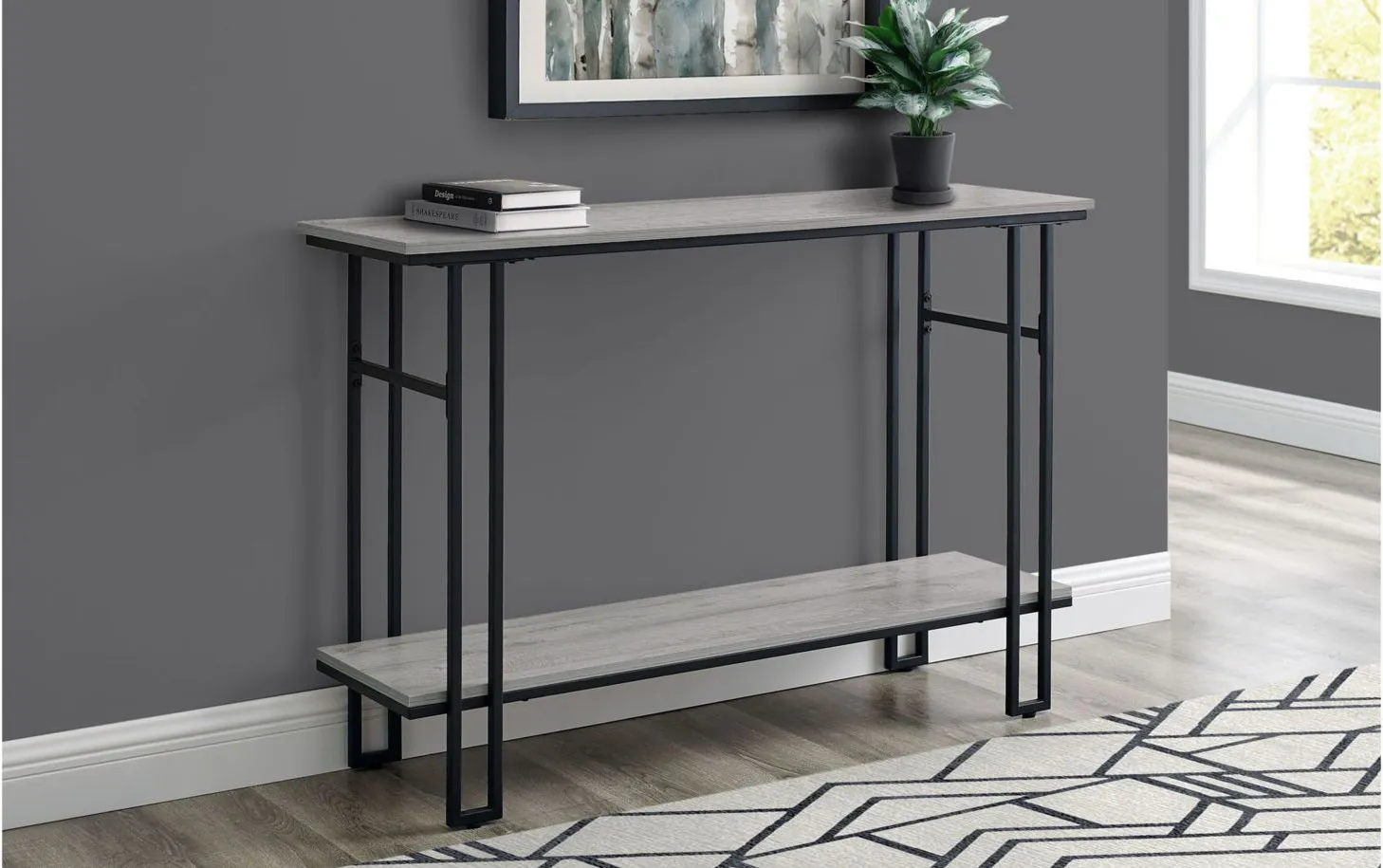 Parker Rectangular Console Table in Gray by Monarch Specialties