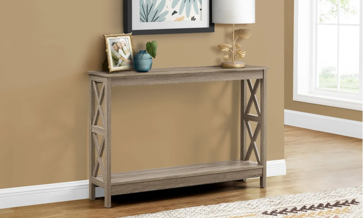 Nile Rectangular Console Table in Dark Taupe by Monarch Specialties