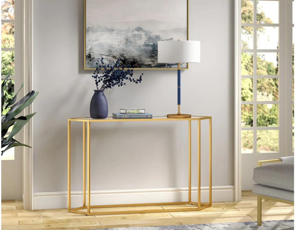 Scott Hexagonal Sofa Table in Brass by Hudson & Canal