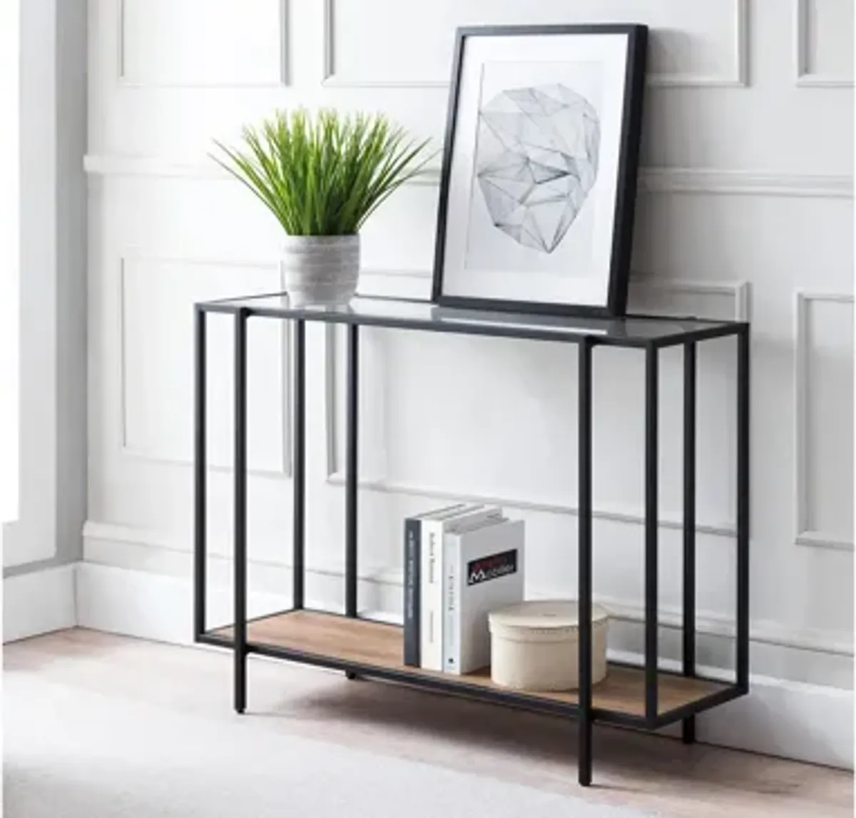 Karina Rectangular Sofa Table with Shelf