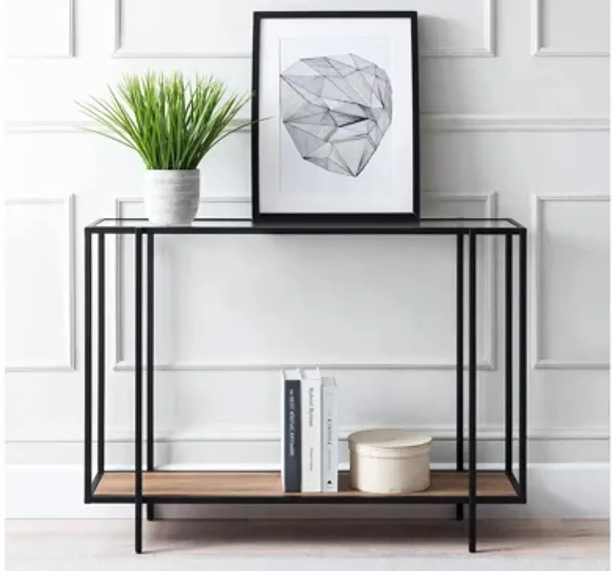 Karina Rectangular Sofa Table with Shelf