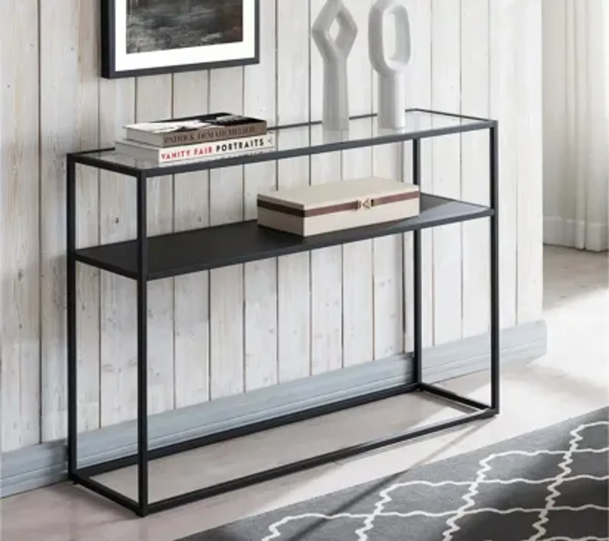 Tina Rectangular Sofa Table with Solid Metal Shelf