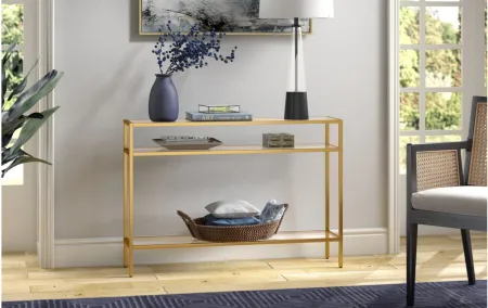 Parkero Rectangular Sofa Table in Brass by Hudson & Canal
