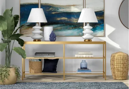 Eider Rectangular Accent Table in Brass by Hudson & Canal