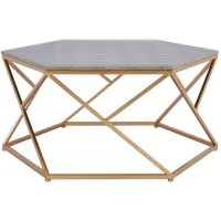 Cressa Hexagon Faux Shagreen Coffee Table in Chronicle Gray by New Pacific Direct