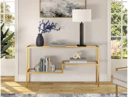 Grebe Rectangular Accent Table in Brass by Hudson & Canal