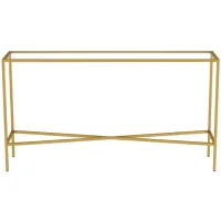 Edena Rectangular Accent Table with Glass Tabletop in Brass by Hudson & Canal