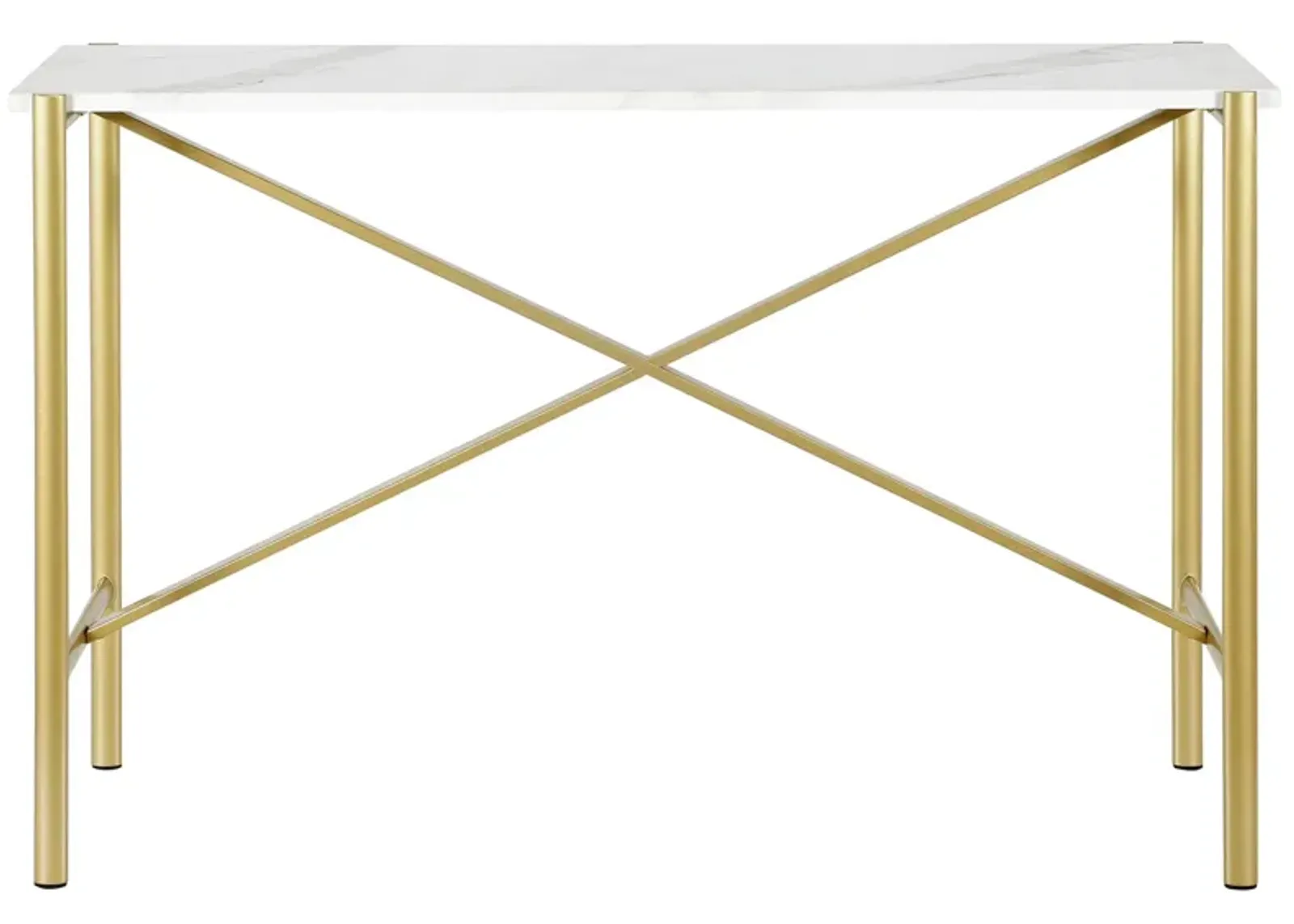 Nagle Rectangular Sofa Table with Faux Marble Top in Gold by Hudson & Canal